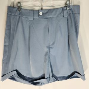 Shein Curve NEW NWT Blue Cuffed Hem Silky Feel Shorts Plus Size 1XL